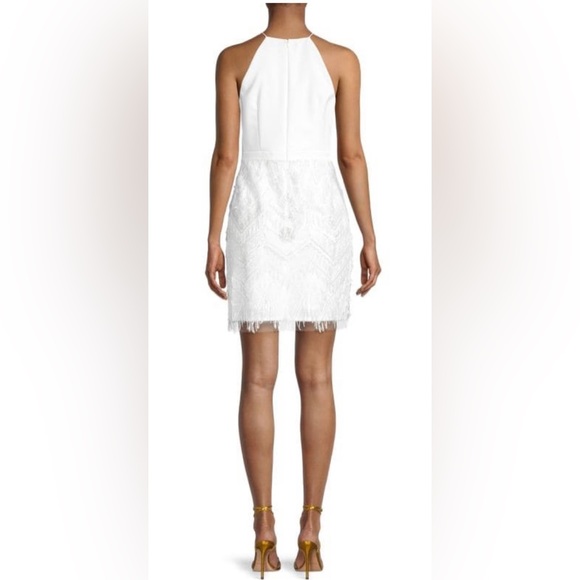 NWT Aidan Mattox Ivory Fringe Dress - Picture 3 of 8